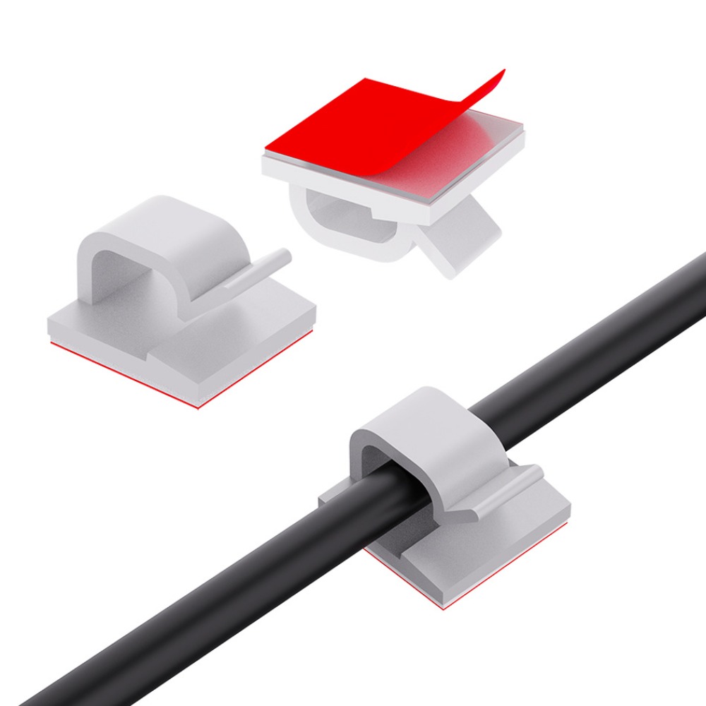 Desk Cable Clip - مشبك كابلات بلاستيكي شفاف على شكل