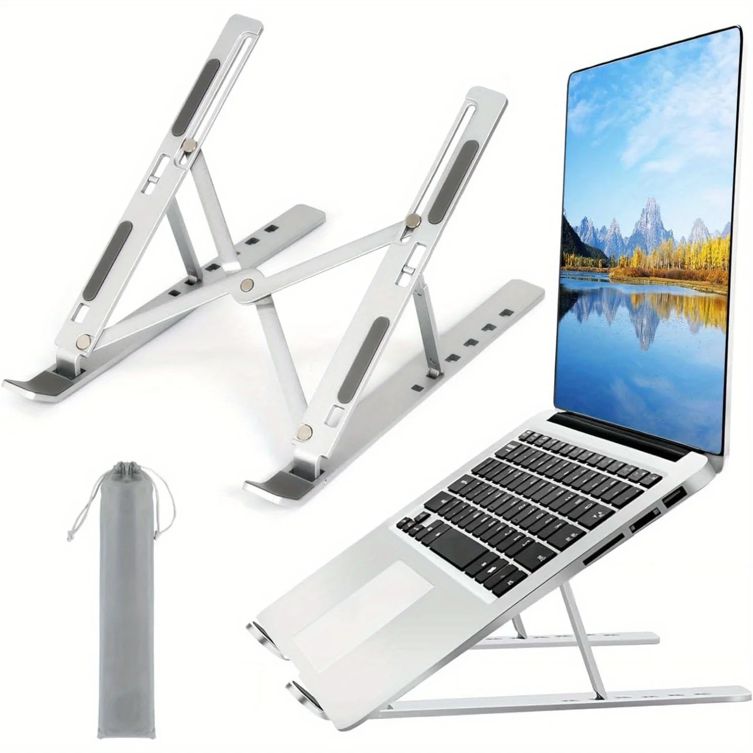 Laptop Stand Bamboo - حامل كمبيوتر محمول من الألومنيوم قابل