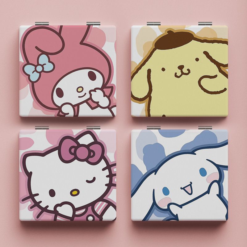 Kawaii Tech Accessories - مرآة محمولة صغيرة بتصميم شخصية كرتونية