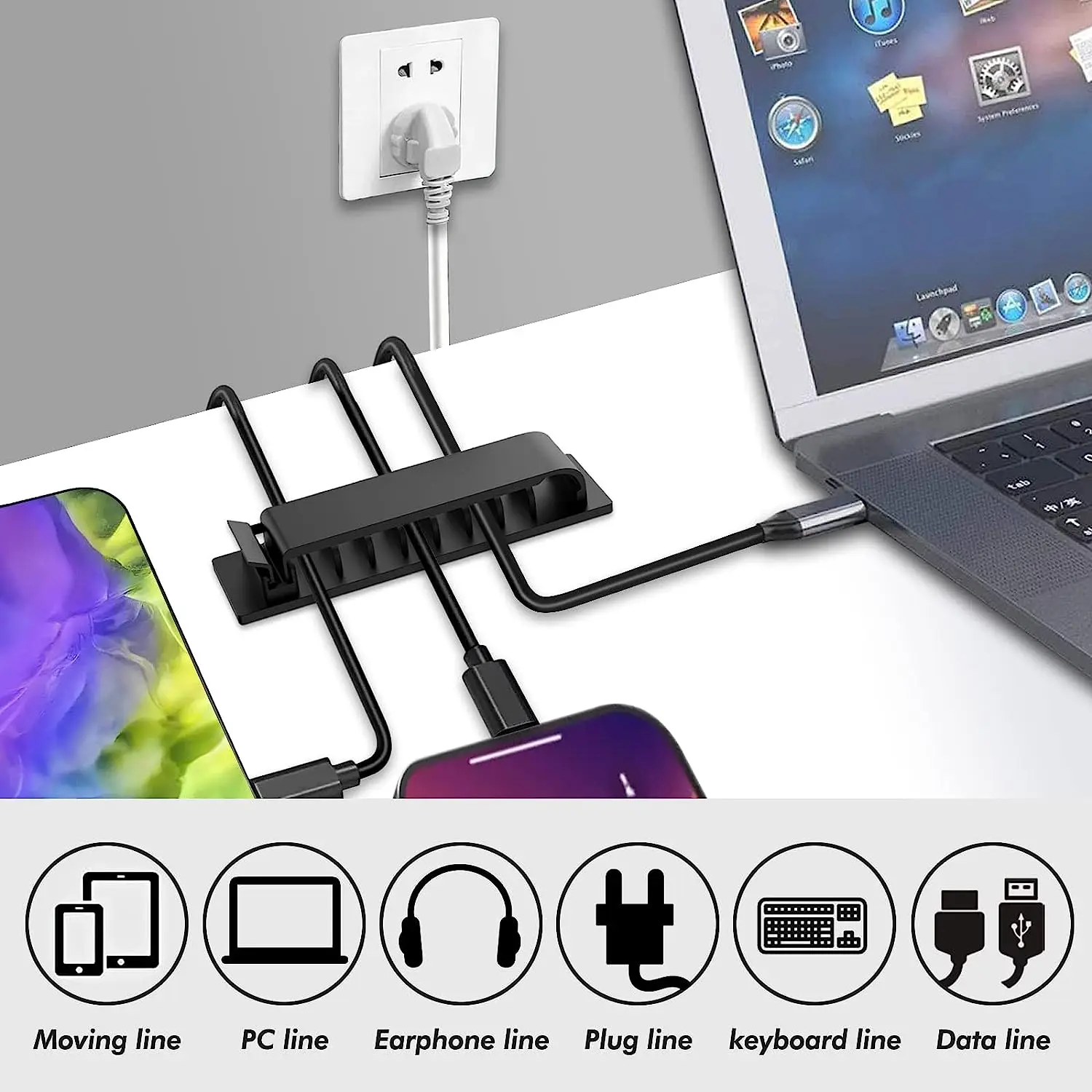 منظم الكابلات مقاطع كابلات ذات - مراجعة Desk Cable Clip وسعره