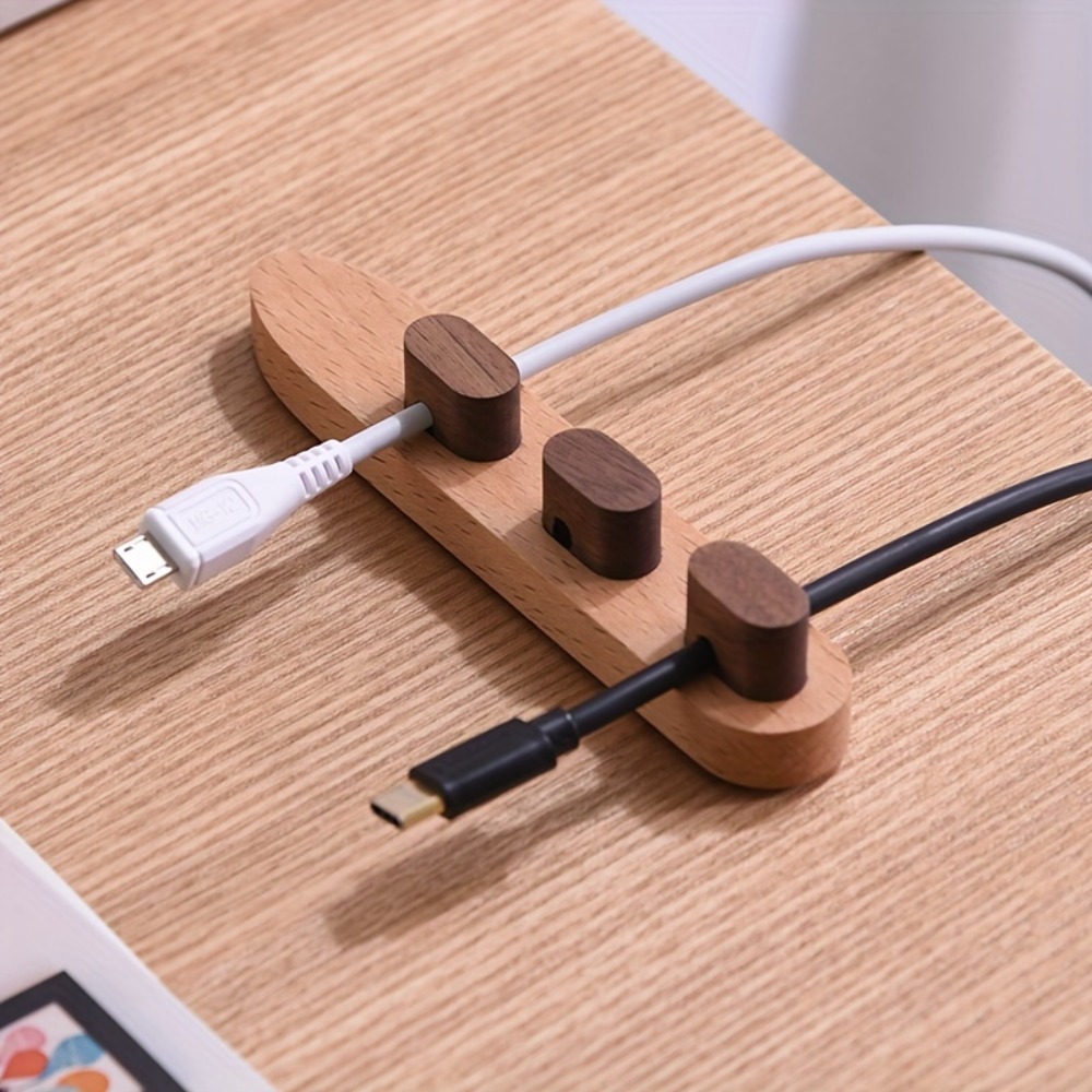 منظم كابلات خشبي لاصق، حامل أس - مراجعة Desk Cable Clip وسعره
