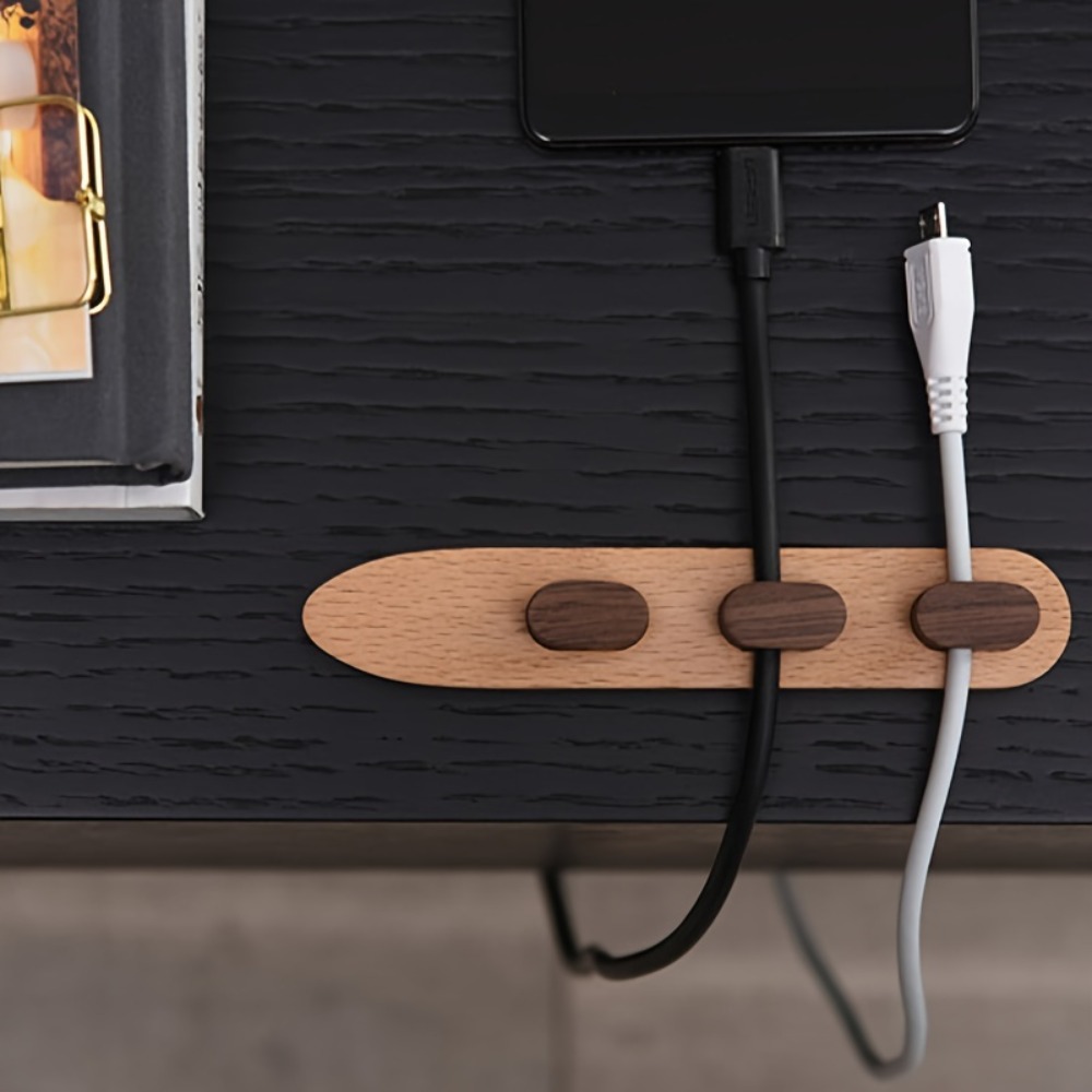 منظم كابلات خشبي لاصق، حامل أس - مراجعة Desk Cable Clip وسعره