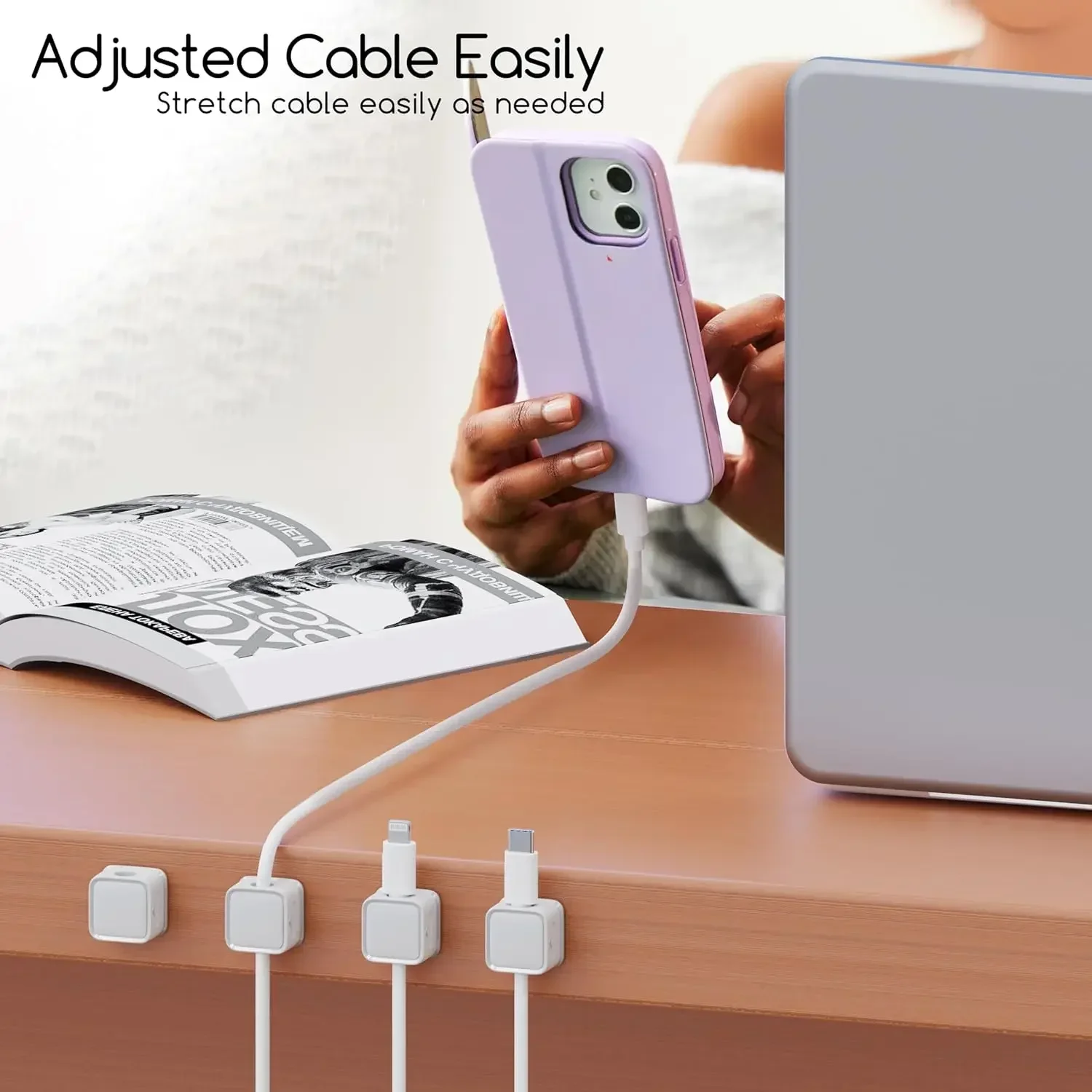 منظم كابلات صغير، حامل كابلات  - مراجعة Desk Cable Clip وسعره